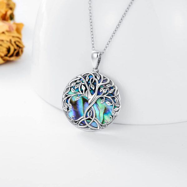 Sterling Silver Celtic Knot Tree of Life Urn Necklace with Abalone Shell-3