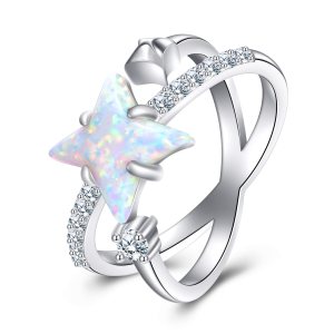 Sterling Silver Opal Star Unique Rings-0