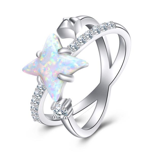 Sterling Silver Opal Star Unique Rings-1