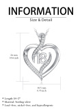 wholesale 925 Sterling Silver CZ Heart Necklace with Number 18 - 18th Birthday Gift-0-5