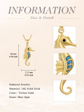 wholesale 14K Gold Blue Opal Sea Horse Pendant Necklaces for Women s-0-2
