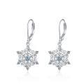 wholesale 925 Sterling Silver Blue Crystal Snowflake Drop Dangle Leverback Earrings s for Women and Girls-0-0