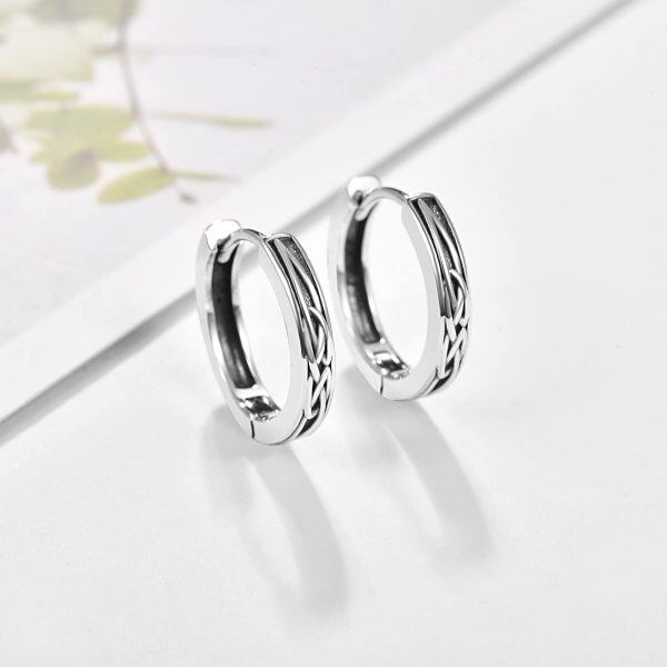 Sterling Silver Celtic Knot Hoop Earrings-4