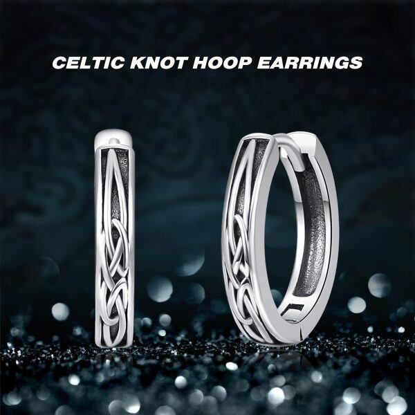 Sterling Silver Celtic Knot Hoop Earrings-5