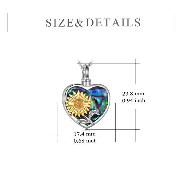 Sterling Silver Sunflower Urn Necklaces with Abalone Shell-1