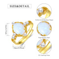 wholesale Yellow Gold 925 Sterling Silver White Opal & Pearl Adjustable Ring - Fashion s for Women and Grandmas-0-1