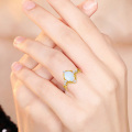 wholesale Yellow Gold 925 Sterling Silver White Opal & Pearl Adjustable Ring - Fashion s for Women and Grandmas-0-3