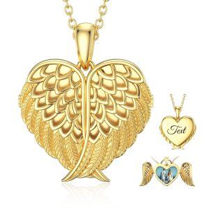 Sterling Silver Heart Shaped Wing Locket Necklace-0