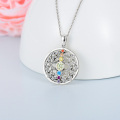 wholesale 925 Sterling Silver Multicolor CZ Chakra Lotus Yoga Pendant Necklace for Women-0-3