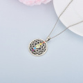 wholesale 925 Sterling Silver Multicolor CZ Chakra Lotus Yoga Pendant Necklace for Women-0-4
