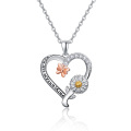 wholesale 925 Sterling Silver Butterfly & Daisy Flower Necklace - You Are My Sunshine with Heart Pendant Charm-0-0