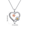 wholesale 925 Sterling Silver Butterfly & Daisy Flower Necklace - You Are My Sunshine with Heart Pendant Charm-0-1