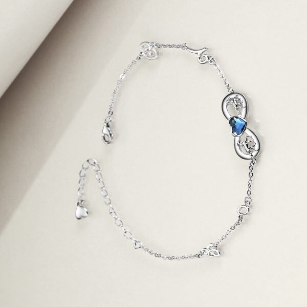 Sterling Silver Horse Infinity Ankle Bracelets with Heart Crystal-2