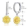 wholesale Gold-Plated 925 Sterling Silver CZ Sunflower Drop Dangle Earrings for Women Girls -0-1