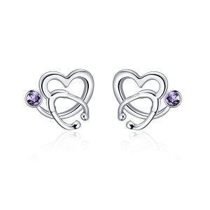 Sterling Silver Stethoscope Heart Stud Earrings with June Birthstone Crystal-0