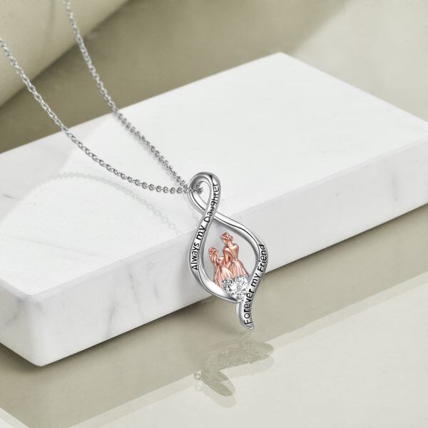 Sterling Silver Infinity Daughter & Mother Pendant Necklace-4