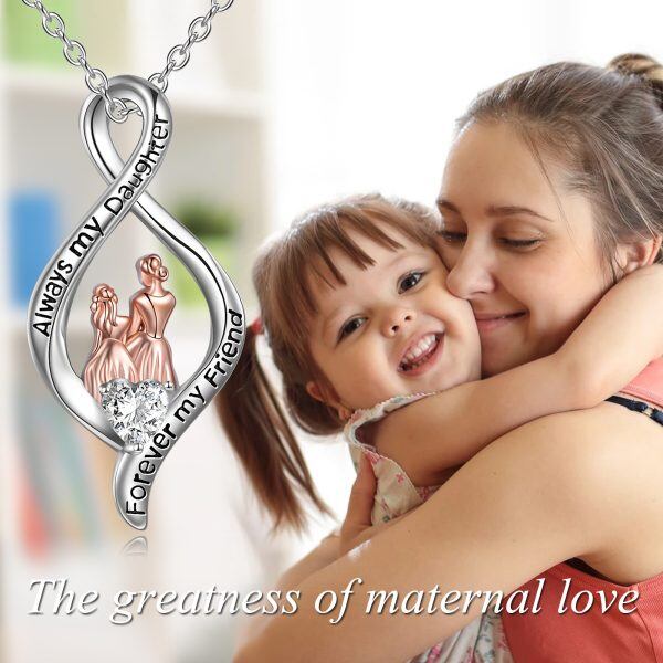 Sterling Silver Infinity Daughter & Mother Pendant Necklace-5