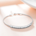 wholesale 925 Sterling Silver Crystal Heart Inspirational Adjustable Women's Graduation Bracelet-0-5