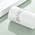 wholesale 925 Sterling Silver Rose Gold Plated CZ Mother & Child Deer Necklace Pendant  for Women Girls-0-3