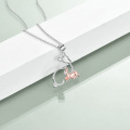 wholesale 925 Sterling Silver Rose Gold Plated CZ Mother & Child Deer Necklace Pendant  for Women Girls-0-4