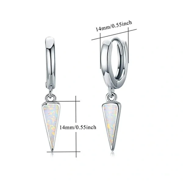 Sterling Silver Triangle Opal Dangle Earrings-1