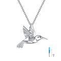 wholesale 925 Sterling Silver Hummingbird Pendant Necklace with Chain for Women Girls Memorial Keepsake  48cm Length-0-0