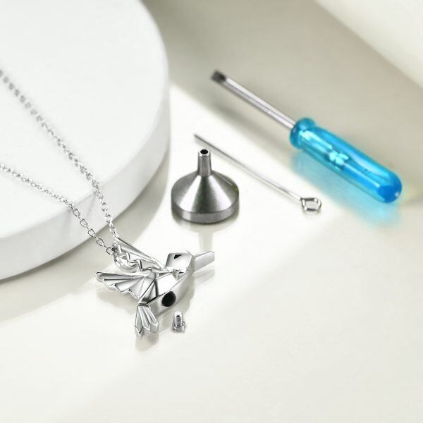 Sterling Silver Hummingbird Urn Necklace-4