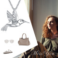 wholesale 925 Sterling Silver Hummingbird Pendant Necklace with Chain for Women Girls Memorial Keepsake  48cm Length-0-5