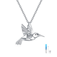 wholesale 925 Sterling Silver Hummingbird Pendant Necklace with Chain for Women Girls Memorial Keepsake  48cm Length- Rhodium Plated