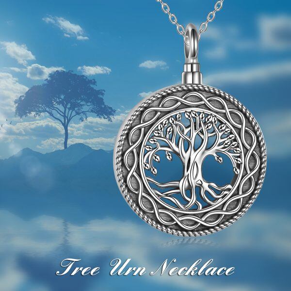 Sterling Silver Oxidized Tree of Life Urn Necklace-5