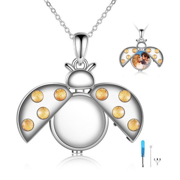 Sterling Silver Ladybug Locket & Urn Necklace-0