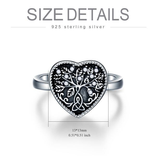 Sterling Silver Celtic Knot Tree of Life Heart Urn Ring-1