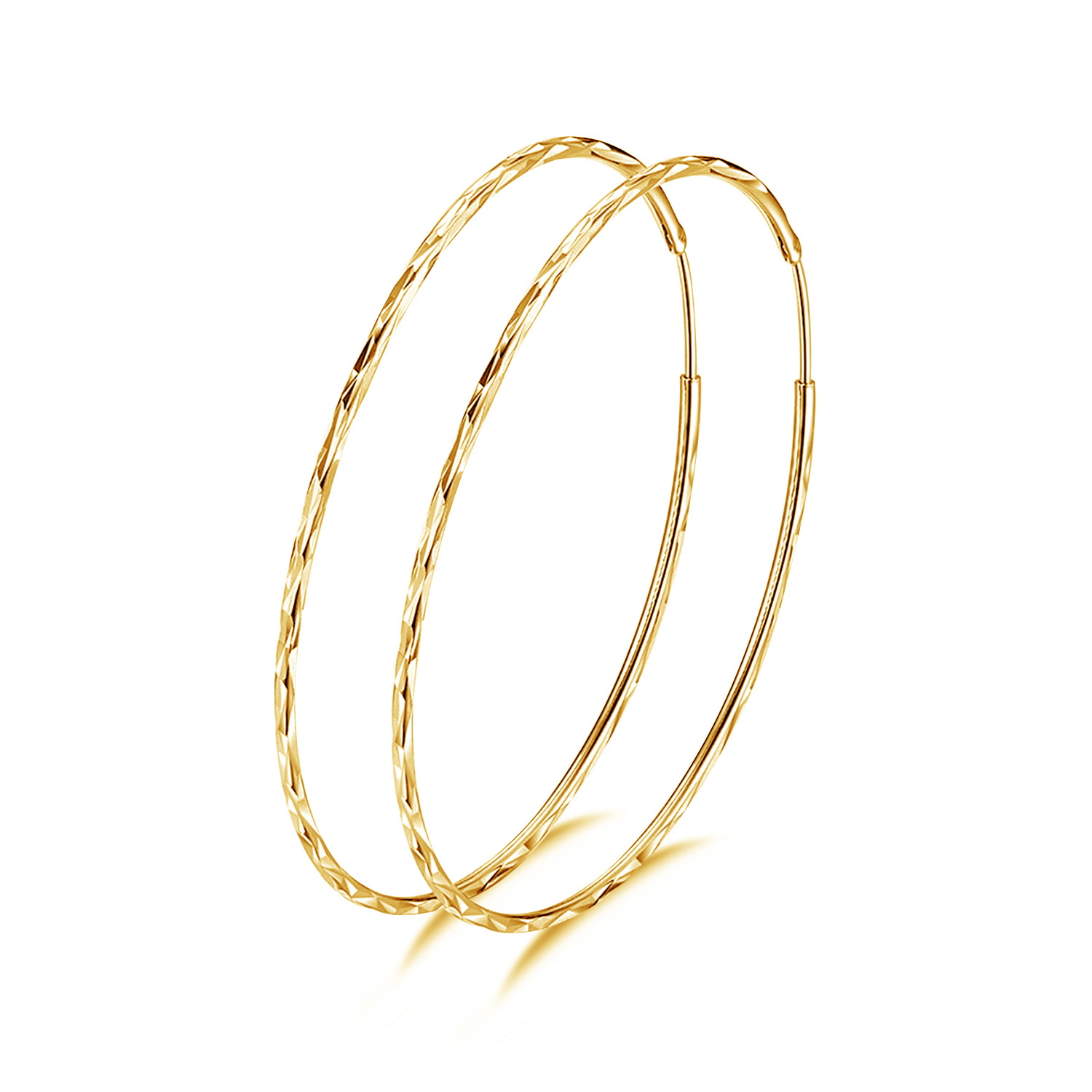 Sterling Silver Circle Endless Hoop Earrings 20 70mm - Gold Plated- Gold Plated