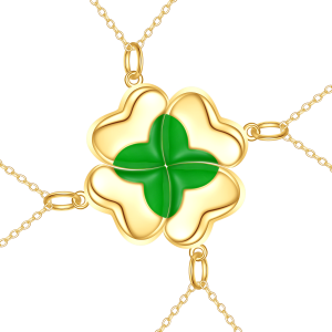 Sterling Silver with Yellow Gold Plated Four Leaf Clover Pendant Necklace-0