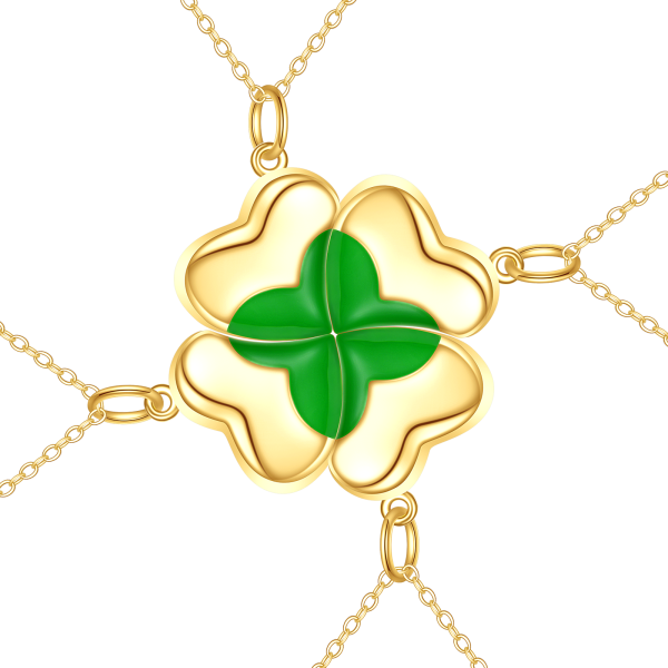 Sterling Silver with Yellow Gold Plated Four Leaf Clover Pendant Necklace-0