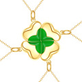wholesale 925 Sterling Silver Green Enamel Four Leaf Clover Heart Charm Necklaces for Women  Ideas-0-1