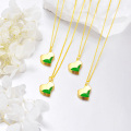 wholesale 925 Sterling Silver Green Enamel Four Leaf Clover Heart Charm Necklaces for Women  Ideas-0-5