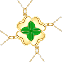wholesale 925 Sterling Silver Green Enamel Four Leaf Clover Heart Charm Necklaces for Women  Ideas- Gold Plated