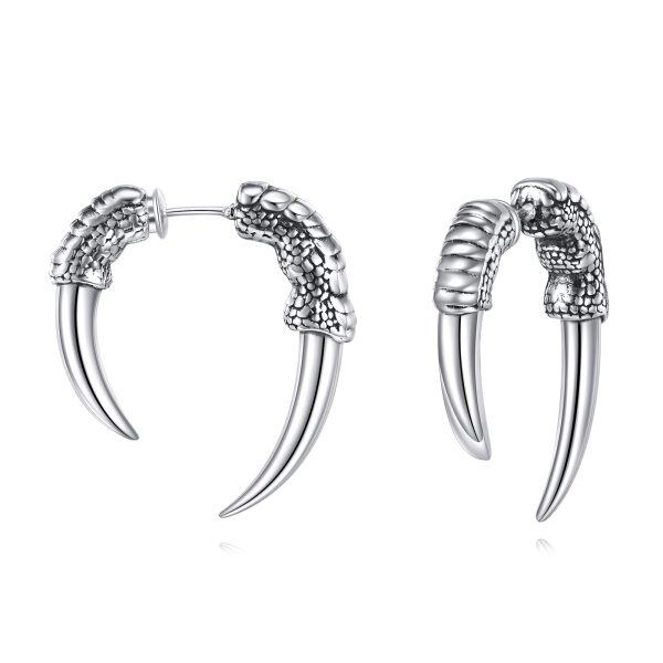 Sterling Silver Dragon Claw Stud Earrings-1