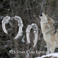 wholesale 925 Sterling Silver Gothic Punk Dragon Claw Stud Earrings for Men & Women - Vintage Style Jewellery Gift-0-3