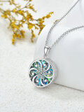 wholesale 925 Sterling Silver Abalone Shell Mosic Note Pendant Necklace for Women-0-5