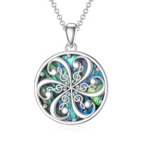 wholesale 925 Sterling Silver Abalone Shell Mosic Note Pendant Necklace for Women- Rhodium Plated