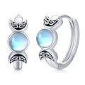 wholesale 925 Sterling Silver Moonstone Celtic Knot Triple Moon Goddess Huggie Hoop Earrings Pagan Wiccan Jewelry-0-0