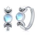 wholesale 925 Sterling Silver Moonstone Celtic Knot Triple Moon Goddess Huggie Hoop Earrings Pagan Wiccan Jewelry-0-1