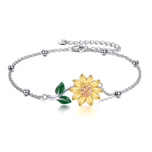 Sterling Silver Sunflower Ankle Bracelets-0