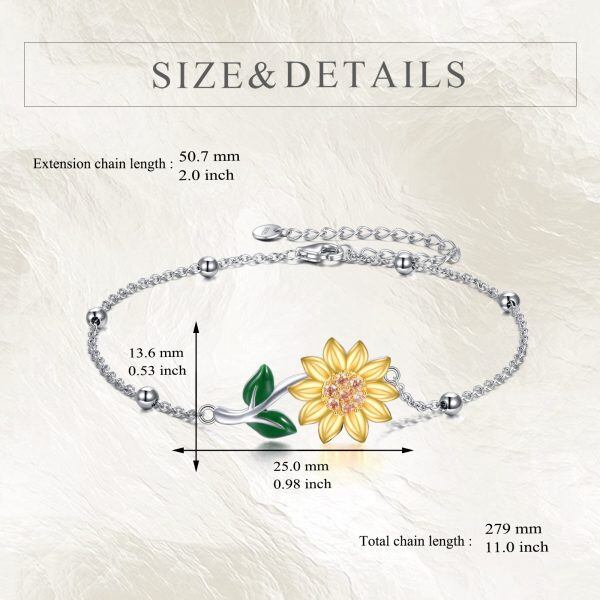 Sterling Silver Sunflower Ankle Bracelets-1