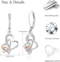 wholesale 925 Sterling Silver Heart Drop Earrings with Rose Gold Accents and CZ Stones for Women Girls -0-1