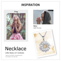 wholesale 925 Sterling Silver Daisy Flower Pendant Necklace with Gold Accents - Elegant  for Women-0-4