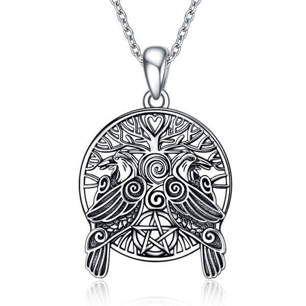 Sterling Silver Oxidized Owl Pendant Necklace-0