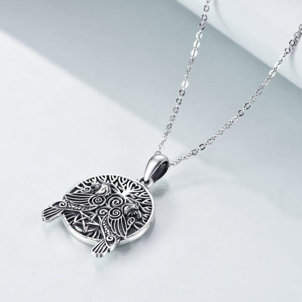 Sterling Silver Oxidized Owl Pendant Necklace-3